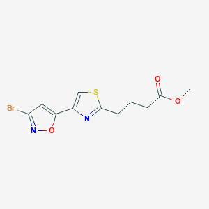 molecular formula C11H11BrN2O3S B7269890 Methyl 4-[4-(3-bromo-1,2-oxazol-5-yl)-1,3-thiazol-2-yl]butanoate 