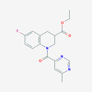 molecular formula C18H18FN3O3 B7272835 ethyl 6-fluoro-1-(6-methylpyrimidine-4-carbonyl)-3,4-dihydro-2H-quinoline-3-carboxylate 