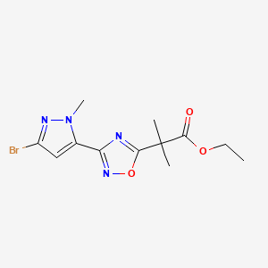 molecular formula C12H15BrN4O3 B7273678 Ethyl 2-[3-(5-bromo-2-methylpyrazol-3-yl)-1,2,4-oxadiazol-5-yl]-2-methylpropanoate 