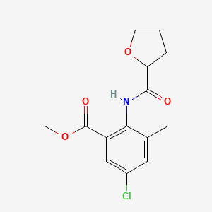 molecular formula C14H16ClNO4 B7273693 Methyl 5-chloro-3-methyl-2-(oxolane-2-carbonylamino)benzoate 