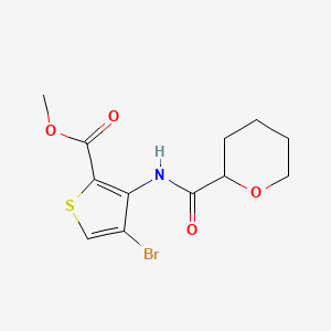 molecular formula C12H14BrNO4S B7273744 Methyl 4-bromo-3-(oxane-2-carbonylamino)thiophene-2-carboxylate 