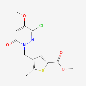 molecular formula C13H13ClN2O4S B7274812 Methyl 4-[(3-chloro-4-methoxy-6-oxopyridazin-1-yl)methyl]-5-methylthiophene-2-carboxylate 