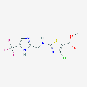 molecular formula C10H8ClF3N4O2S B7275368 methyl 4-chloro-2-[[5-(trifluoromethyl)-1H-imidazol-2-yl]methylamino]-1,3-thiazole-5-carboxylate 