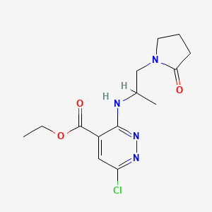 molecular formula C14H19ClN4O3 B7275433 Ethyl 6-chloro-3-[1-(2-oxopyrrolidin-1-yl)propan-2-ylamino]pyridazine-4-carboxylate 