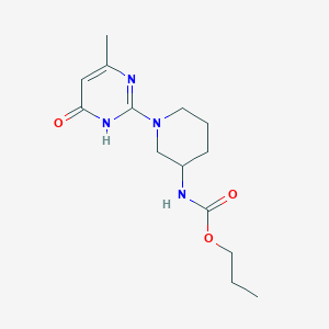 molecular formula C14H22N4O3 B7275538 propyl N-[1-(4-methyl-6-oxo-1H-pyrimidin-2-yl)piperidin-3-yl]carbamate 