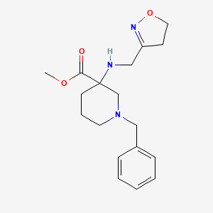 molecular formula C18H25N3O3 B7275614 Methyl 1-benzyl-3-(4,5-dihydro-1,2-oxazol-3-ylmethylamino)piperidine-3-carboxylate 