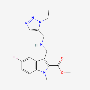 molecular formula C17H20FN5O2 B7276228 Methyl 3-[[(3-ethyltriazol-4-yl)methylamino]methyl]-5-fluoro-1-methylindole-2-carboxylate 