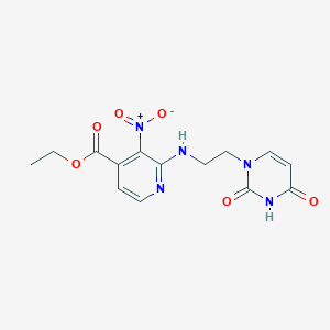 molecular formula C14H15N5O6 B7276468 Ethyl 2-[2-(2,4-dioxopyrimidin-1-yl)ethylamino]-3-nitropyridine-4-carboxylate 