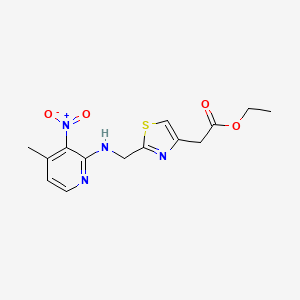 molecular formula C14H16N4O4S B7276630 Ethyl 2-[2-[[(4-methyl-3-nitropyridin-2-yl)amino]methyl]-1,3-thiazol-4-yl]acetate 