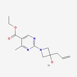 molecular formula C14H19N3O3 B7276669 Ethyl 2-(3-hydroxy-3-prop-2-enylazetidin-1-yl)-4-methylpyrimidine-5-carboxylate 