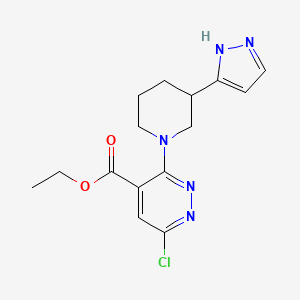 molecular formula C15H18ClN5O2 B7276727 ethyl 6-chloro-3-[3-(1H-pyrazol-5-yl)piperidin-1-yl]pyridazine-4-carboxylate 