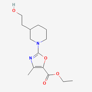 molecular formula C14H22N2O4 B7276767 Ethyl 2-[3-(2-hydroxyethyl)piperidin-1-yl]-4-methyl-1,3-oxazole-5-carboxylate 