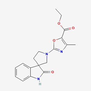 molecular formula C18H19N3O4 B7276793 ethyl 4-methyl-2-(2-oxospiro[1H-indole-3,3'-pyrrolidine]-1'-yl)-1,3-oxazole-5-carboxylate 