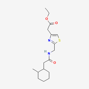 molecular formula C17H26N2O3S B7277154 Ethyl 2-[2-[[[2-(2-methylcyclohexyl)acetyl]amino]methyl]-1,3-thiazol-4-yl]acetate 