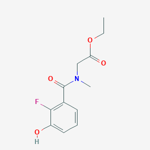 molecular formula C12H14FNO4 B7277687 Ethyl 2-[(2-fluoro-3-hydroxybenzoyl)-methylamino]acetate 