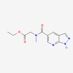 molecular formula C12H14N4O3 B7277709 ethyl 2-[methyl(1H-pyrazolo[3,4-b]pyridine-5-carbonyl)amino]acetate 