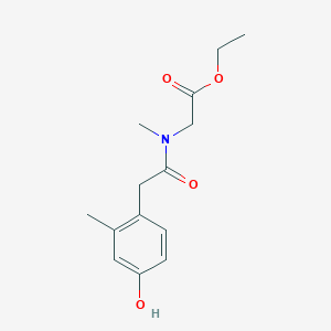 molecular formula C14H19NO4 B7277716 Ethyl 2-[[2-(4-hydroxy-2-methylphenyl)acetyl]-methylamino]acetate 