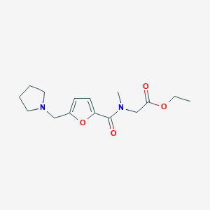 molecular formula C15H22N2O4 B7277908 Ethyl 2-[methyl-[5-(pyrrolidin-1-ylmethyl)furan-2-carbonyl]amino]acetate 