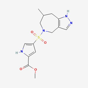 molecular formula C14H18N4O4S B7278220 methyl 4-[(7-methyl-4,6,7,8-tetrahydro-1H-pyrazolo[4,3-c]azepin-5-yl)sulfonyl]-1H-pyrrole-2-carboxylate 