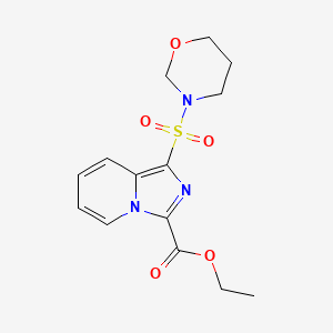 molecular formula C14H17N3O5S B7278286 Ethyl 1-(1,3-oxazinan-3-ylsulfonyl)imidazo[1,5-a]pyridine-3-carboxylate 