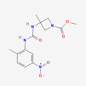 molecular formula C14H18N4O5 B7278366 Methyl 3-methyl-3-[(2-methyl-5-nitrophenyl)carbamoylamino]azetidine-1-carboxylate 