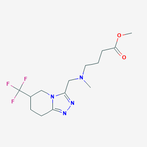 molecular formula C14H21F3N4O2 B7278453 Methyl 4-[methyl-[[6-(trifluoromethyl)-5,6,7,8-tetrahydro-[1,2,4]triazolo[4,3-a]pyridin-3-yl]methyl]amino]butanoate 