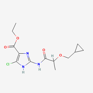 molecular formula C13H18ClN3O4 B7278739 ethyl 5-chloro-2-[2-(cyclopropylmethoxy)propanoylamino]-1H-imidazole-4-carboxylate 