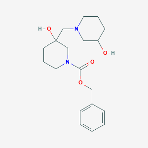 molecular formula C19H28N2O4 B7279336 Benzyl 3-hydroxy-3-[(3-hydroxypiperidin-1-yl)methyl]piperidine-1-carboxylate 