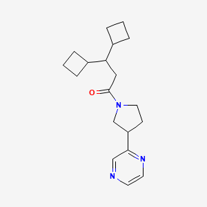 3,3-Di(cyclobutyl)-1-(3-pyrazin-2-ylpyrrolidin-1-yl)propan-1-one