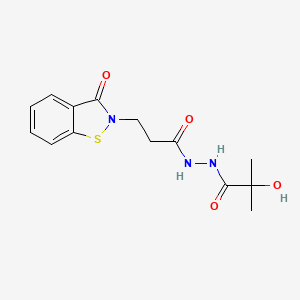 2-hydroxy-2-methyl-N'-[3-(3-oxo-1,2-benzothiazol-2-yl)propanoyl]propanehydrazide