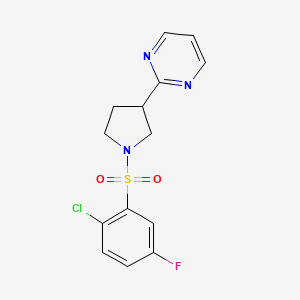 2-[1-(2-Chloro-5-fluorophenyl)sulfonylpyrrolidin-3-yl]pyrimidine