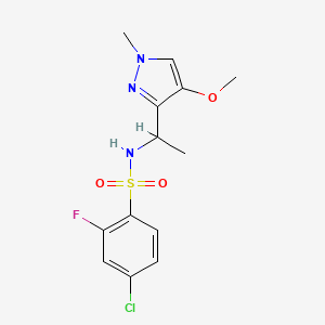 4-chloro-2-fluoro-N-[1-(4-methoxy-1-methylpyrazol-3-yl)ethyl]benzenesulfonamide