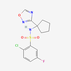 2-chloro-5-fluoro-N-[1-(1,2,4-oxadiazol-3-yl)cyclopentyl]benzenesulfonamide