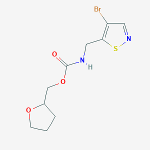 molecular formula C10H13BrN2O3S B7281558 oxolan-2-ylmethyl N-[(4-bromo-1,2-thiazol-5-yl)methyl]carbamate 