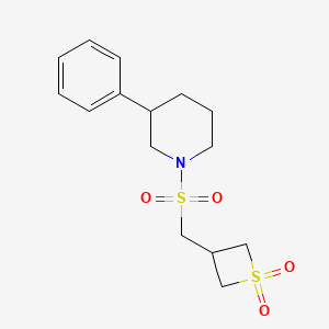 3-[(3-Phenylpiperidin-1-yl)sulfonylmethyl]thietane 1,1-dioxide