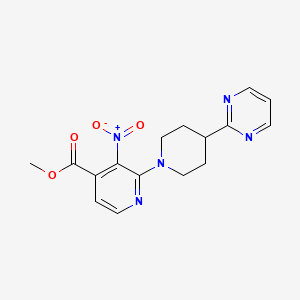 molecular formula C16H17N5O4 B7281701 Methyl 3-nitro-2-(4-pyrimidin-2-ylpiperidin-1-yl)pyridine-4-carboxylate 