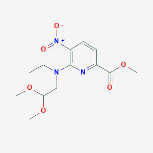 molecular formula C13H19N3O6 B7281721 Methyl 6-[2,2-dimethoxyethyl(ethyl)amino]-5-nitropyridine-2-carboxylate 