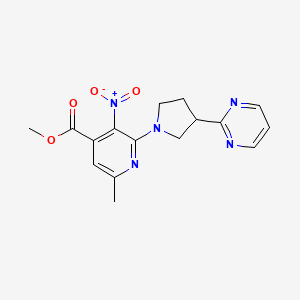 molecular formula C16H17N5O4 B7281735 Methyl 6-methyl-3-nitro-2-(3-pyrimidin-2-ylpyrrolidin-1-yl)pyridine-4-carboxylate 