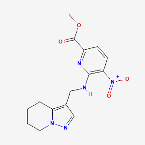 molecular formula C15H17N5O4 B7281801 Methyl 5-nitro-6-(4,5,6,7-tetrahydropyrazolo[1,5-a]pyridin-3-ylmethylamino)pyridine-2-carboxylate 