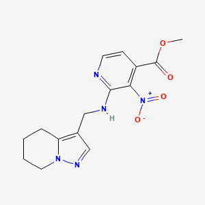 molecular formula C15H17N5O4 B7281809 Methyl 3-nitro-2-(4,5,6,7-tetrahydropyrazolo[1,5-a]pyridin-3-ylmethylamino)pyridine-4-carboxylate 