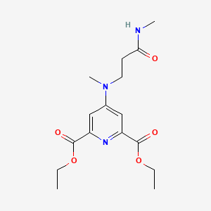 molecular formula C16H23N3O5 B7281944 Diethyl 4-[methyl-[3-(methylamino)-3-oxopropyl]amino]pyridine-2,6-dicarboxylate 