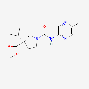 molecular formula C16H24N4O3 B7281968 Ethyl 1-[(5-methylpyrazin-2-yl)carbamoyl]-3-propan-2-ylpyrrolidine-3-carboxylate 