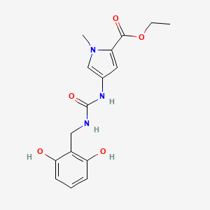 molecular formula C16H19N3O5 B7282019 Ethyl 4-[(2,6-dihydroxyphenyl)methylcarbamoylamino]-1-methylpyrrole-2-carboxylate 