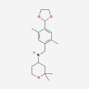 N-[[4-(1,3-dioxolan-2-yl)-2,5-dimethylphenyl]methyl]-2,2-dimethyloxan-4-amine