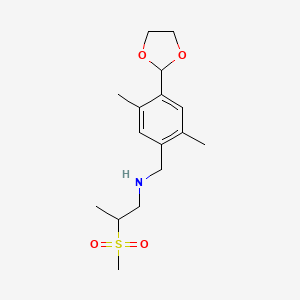 N-[[4-(1,3-dioxolan-2-yl)-2,5-dimethylphenyl]methyl]-2-methylsulfonylpropan-1-amine