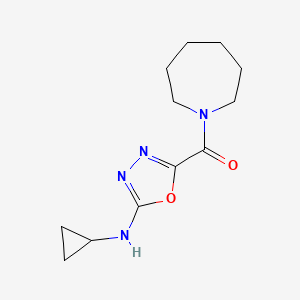 molecular formula C12H18N4O2 B7282874 Azepan-1-yl-[5-(cyclopropylamino)-1,3,4-oxadiazol-2-yl]methanone 