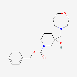 molecular formula C19H28N2O4 B7283281 Benzyl 3-hydroxy-3-(1,4-oxazepan-4-ylmethyl)piperidine-1-carboxylate 