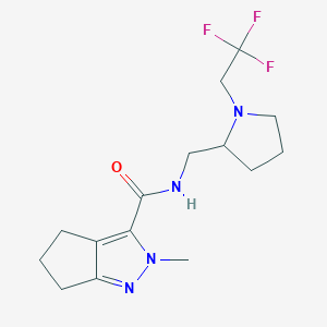 2-methyl-N-[[1-(2,2,2-trifluoroethyl)pyrrolidin-2-yl]methyl]-5,6-dihydro-4H-cyclopenta[c]pyrazole-3-carboxamide