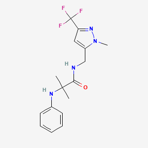 2-anilino-2-methyl-N-[[2-methyl-5-(trifluoromethyl)pyrazol-3-yl]methyl]propanamide