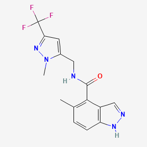 5-methyl-N-[[2-methyl-5-(trifluoromethyl)pyrazol-3-yl]methyl]-1H-indazole-4-carboxamide